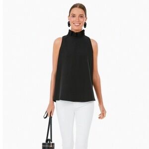 Sleeveless Black Ruffle-Neck Top - Women